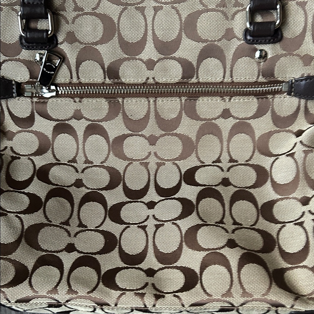 Coach Tan and Brown Signature Tote - Picture 5 of 9